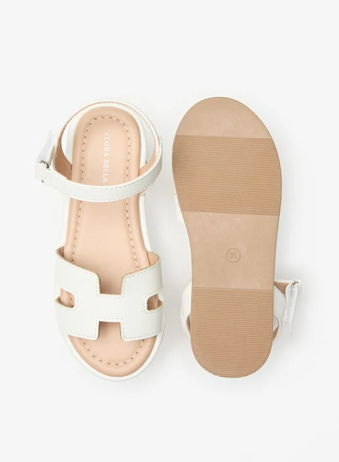 Flora Bella By Shoexpress Textured Sandals with Hook and Loop Closure