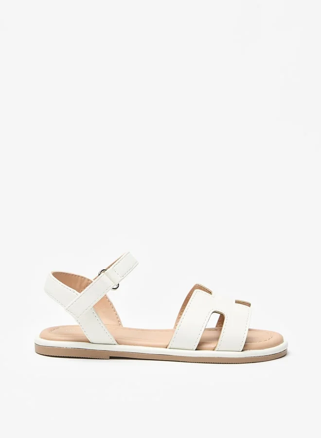 Flora Bella By Shoexpress Textured Sandals with Hook and Loop Closure