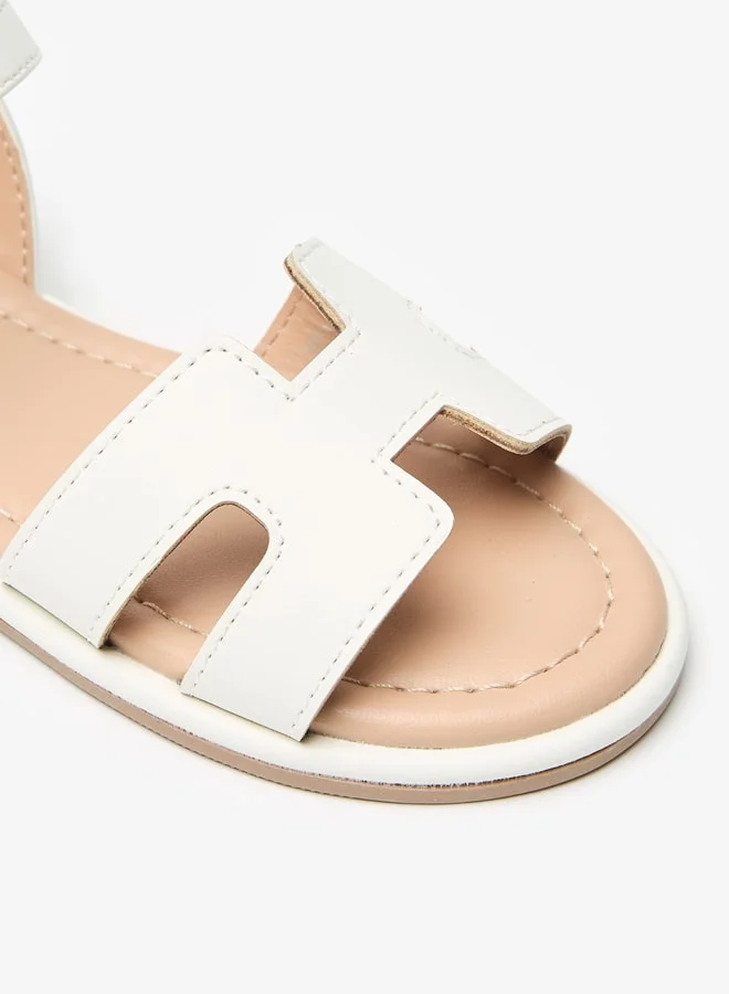 Flora Bella By Shoexpress Textured Sandals with Hook and Loop Closure