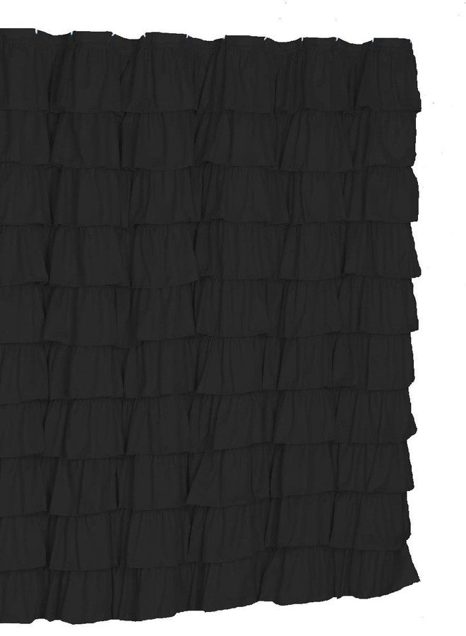spring Home Ruffled Black Fabric Shower Curtain Size 72 x 72 inch - Image 3