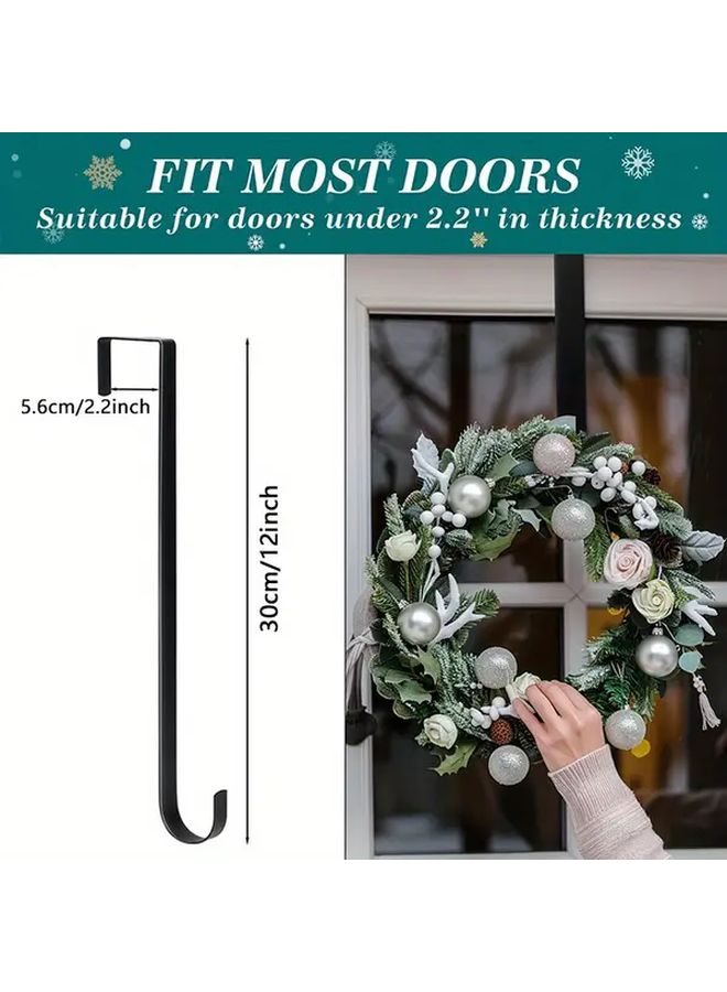 Black Metal Wreath Hanger 2pcs Floral Design Hook Front Door Porch Decor 22 Lbs - Image 3