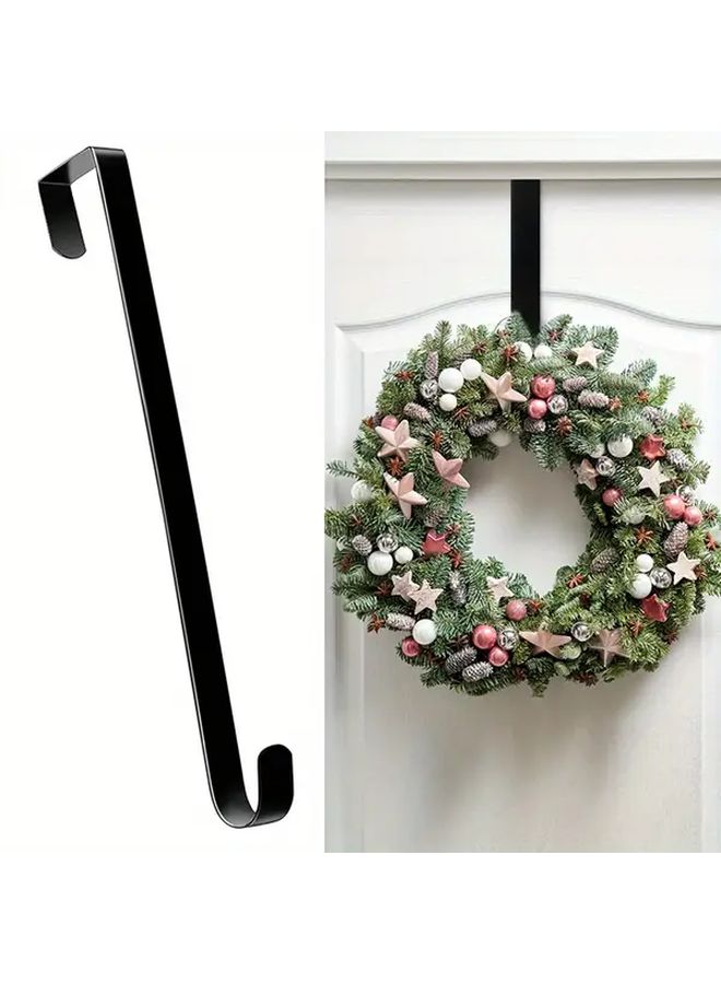 Black Metal Wreath Hanger 2pcs Floral Design Hook Front Door Porch Decor 22 Lbs - Image 1