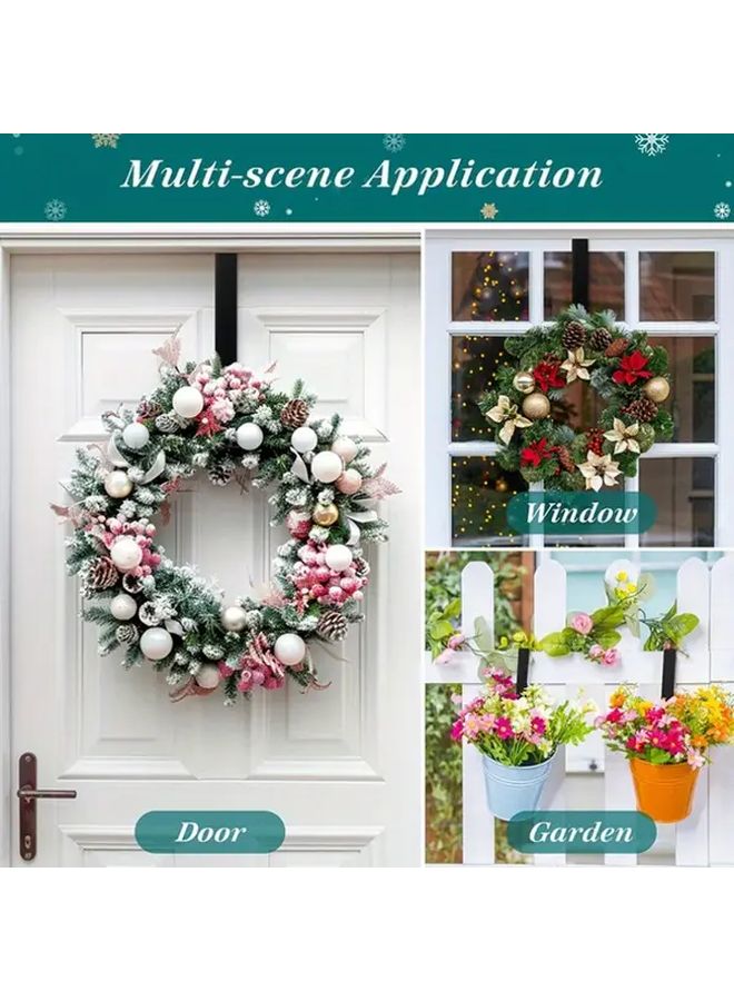 Black Metal Wreath Hanger 2pcs Floral Design Hook Front Door Porch Decor 22 Lbs - Image 4