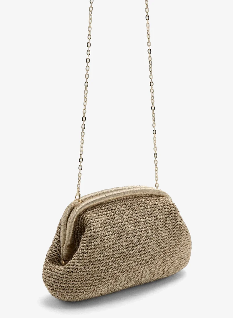 MANGO Lurex clutch bag