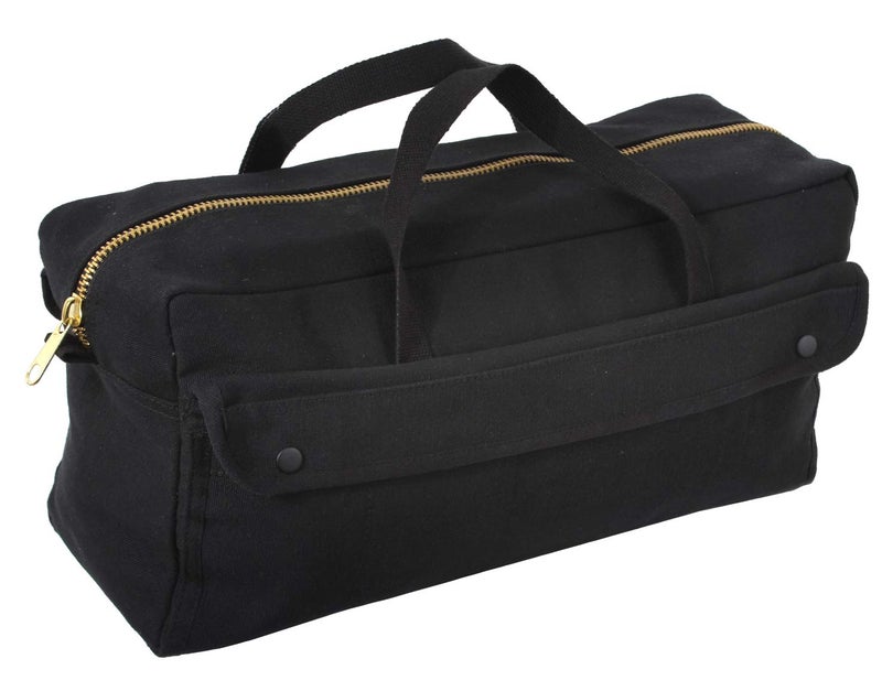 Rothco Canvas Jumbo Tool Bag With Brass Zipper Black - Image 2