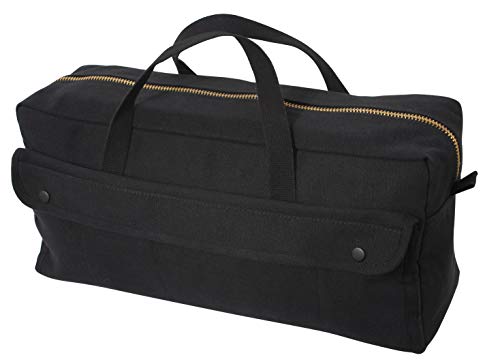Rothco Canvas Jumbo Tool Bag With Brass Zipper Black - Image 3