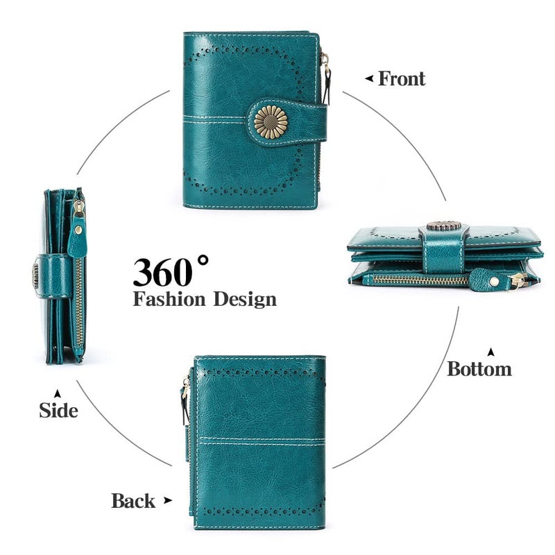 SENDEFN Small Womens Wallet Leather Bifold Card Holder RFID Blocking with Zipper Coin Pocket - Image 3