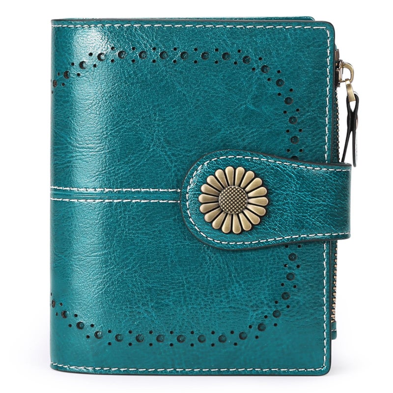 SENDEFN Small Womens Wallet Leather Bifold Card Holder RFID Blocking with Zipper Coin Pocket - Image 1