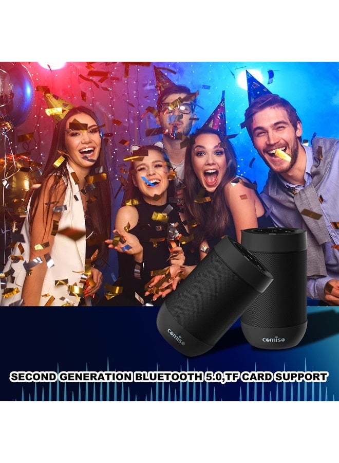 comiso Portable Bluetooth Speaker, Waterproof Small Wireless Shower Speaker IPX5, 360 HD Loud Sound, Stereo Pairing, 12H Playtime, Mini Pocket Size Built in Mic Support TF Card for Travel Outdoors - Image 1