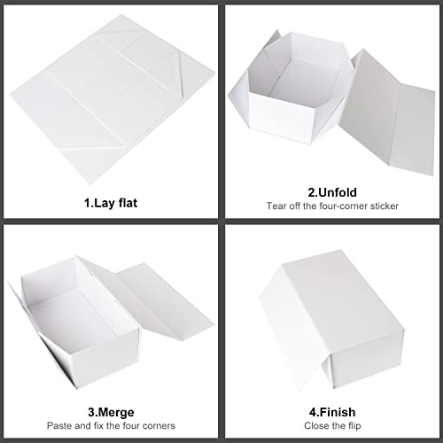 ROSTELACK Gift Box, 10' x 6' x 3', 5PCS, White, Luxury Gift Packaging with Magnetic Closure Lid, Ideal for Christmas, Thanksgiving, Wedding, Mother's Day, Birthday Gifts - Image 4
