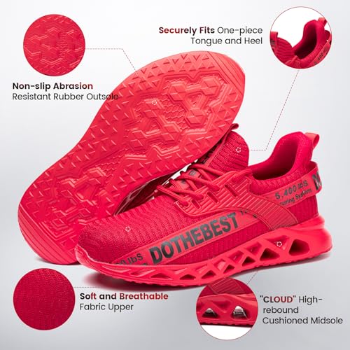Furuian Steel Toe Shoes for Men Lightweight Indestructible Work Sneakers for Women Puncture Proof Comfortable Slip On Safety Shoes for Industrial,Coustruction Red - Image 3