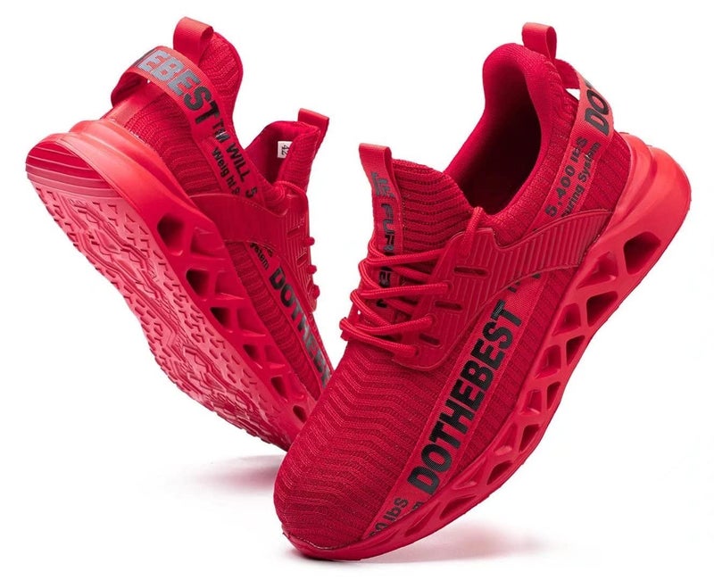 Furuian Steel Toe Shoes for Men Lightweight Indestructible Work Sneakers for Women Puncture Proof Comfortable Slip On Safety Shoes for Industrial,Coustruction Red - Image 1