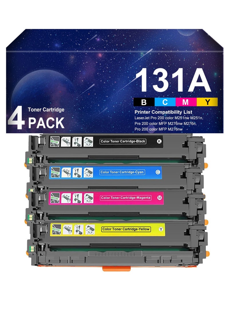 Compatible Toner Cartridge Replacement for 131X CF210X 131A Laserjet Pro 200 Color MFP M276nw M251nw M251n M276n CF210A CF211A CF212A CF213A Toner (4-Pack) - Image 1