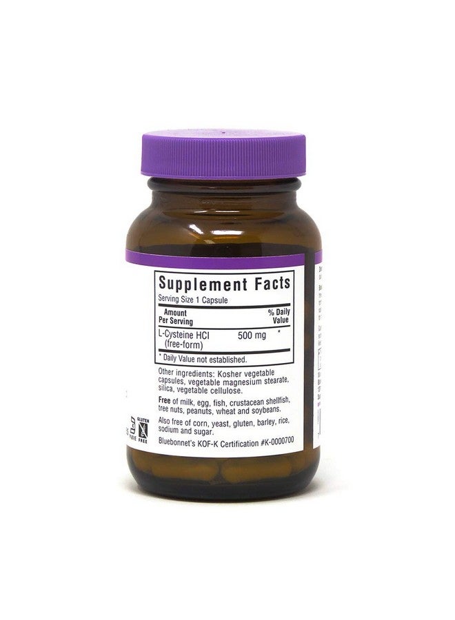 Bluebonnet Nutrition Lcysteine 500Mg Freeform Amino Acid Promotes Healthy Skin Hair And Nails Soyfree Glutenfree Nongmo Kosher Certified Vegan White 60 Vegetable Capsules - Image 3