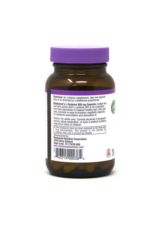 Bluebonnet Nutrition Lcysteine 500Mg Freeform Amino Acid Promotes Healthy Skin Hair And Nails Soyfree Glutenfree Nongmo Kosher Certified Vegan White 60 Vegetable Capsules - Image 4