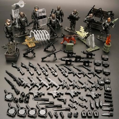 ENHANA 8 PCS Building Block City Policeman Action MiniFigures with Multiple Military Weapons Accessories SWAT Model Equipment Assembly Building Toys Party Favors Gift for Boys - Image 4