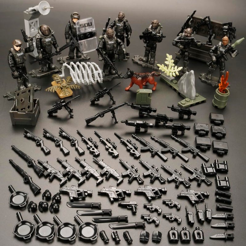 ENHANA 8 PCS Building Block City Policeman Action MiniFigures with Multiple Military Weapons Accessories SWAT Model Equipment Assembly Building Toys Party Favors Gift for Boys - Image 5