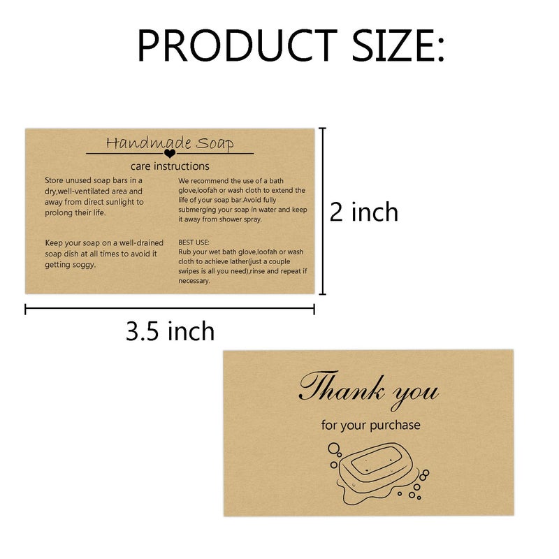 FENGHERUIA 50Pcs Handmade Soap Care Cards 3.5Ã—2 Inch Handmade Soap Bar Card Instructions Soap Care Guide, Bar Card & Instructions for Soap Maker Clients, Soap Care Guide - Image 2
