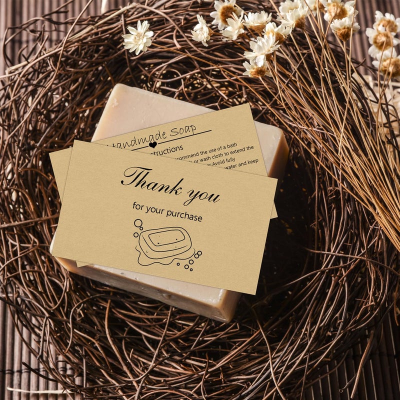 FENGHERUIA 50Pcs Handmade Soap Care Cards 3.5Ã—2 Inch Handmade Soap Bar Card Instructions Soap Care Guide, Bar Card & Instructions for Soap Maker Clients, Soap Care Guide - Image 4