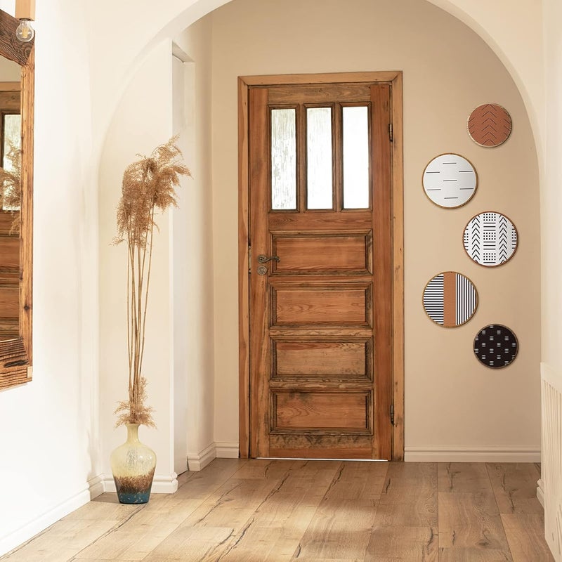 Yulejo 5 Pcs Wooden Aztec Round Wall Art Set - Image 5