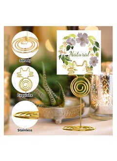 Y&D 24PCS Place Card Holders, Table Number Wedding Name Stand Display Holder Photo Sign Food Cards for Party Restaurants Cafe Desk (cat-gold)  - Image 4