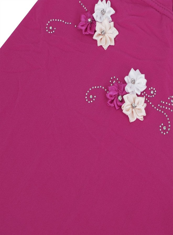Ylucky Muslim Hijab Head Scarf Ice Silk Headwear Floral Kids Amira Hijab Islamic Head Wrap for Age 2-6 Years Girls (rosy (6 flowers)) - Image 5