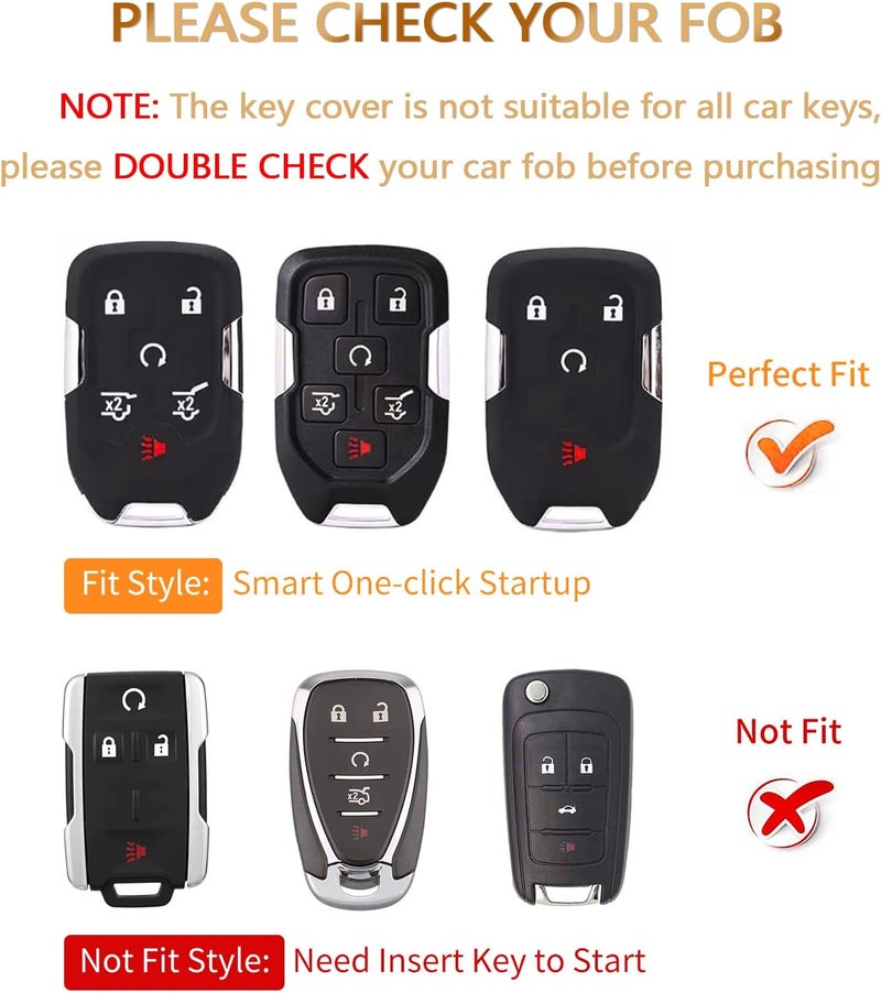 OFFCURVE Key Fob Cover for GMC Yukon/Yukon XL Terrain Acadia Sierra Soft TPU Key Fob Case for Chevy Chevrolet Suburban Tahoe Car Accessories Holder Remote Smart 6 Buttons Key Protector, White - Image 2