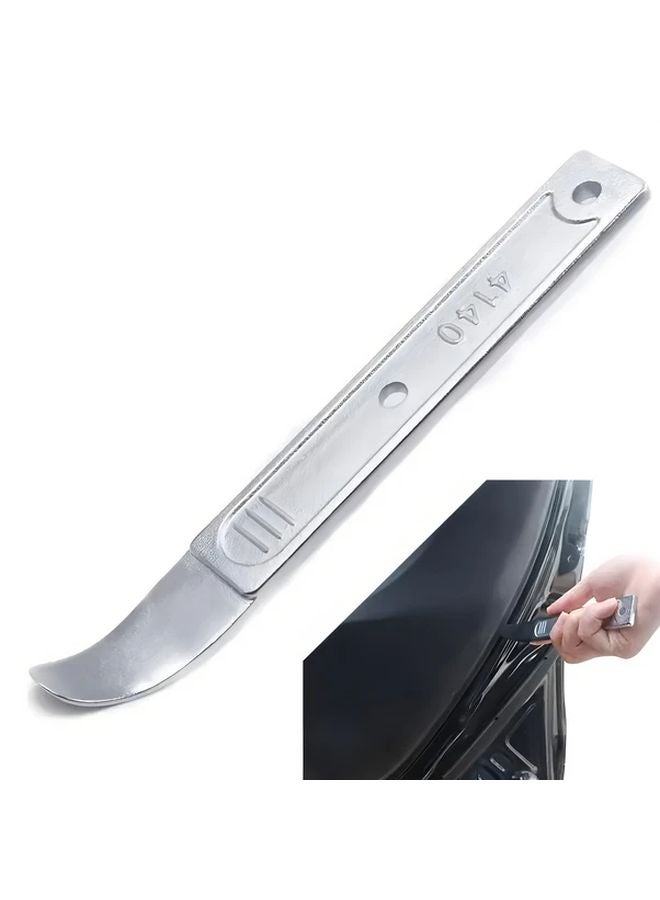 Heavy Duty Metal Floor Jack Pry Bar With Serrated Edge Ergonomic Handle Silvery - Image 2