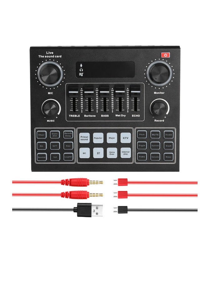 V9 Live Sound Card BT Accompaniment Audio Mixer with Sound Effects Broadcasting Recording Network Singing on Phones Laptop - Image 1