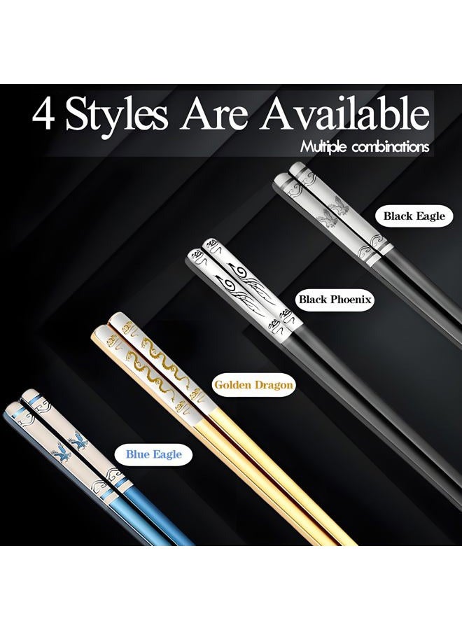 ITXIYC Portable Chopsticks Reusable with Case,Metal Stainless Steel Chopstick with Titanium Plated Dishwasher Safe(Blue Eagle 1 Pair) - Image 4