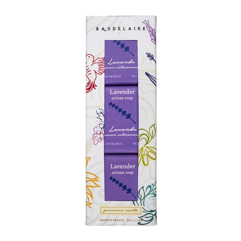 Baudelaire Lavender Artisan Travel Soap 17ounce 3 Pack For Everyday Use Bathroom Use Skin Care Made in France