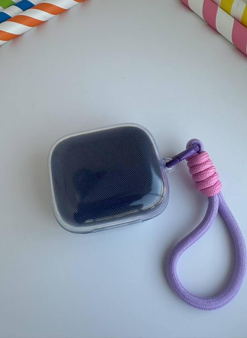Silicone Protective Case for Anker Soundcore R50i NC Clear with Stand and Carabiner, LED Visible (Purple Pink) - Image 1