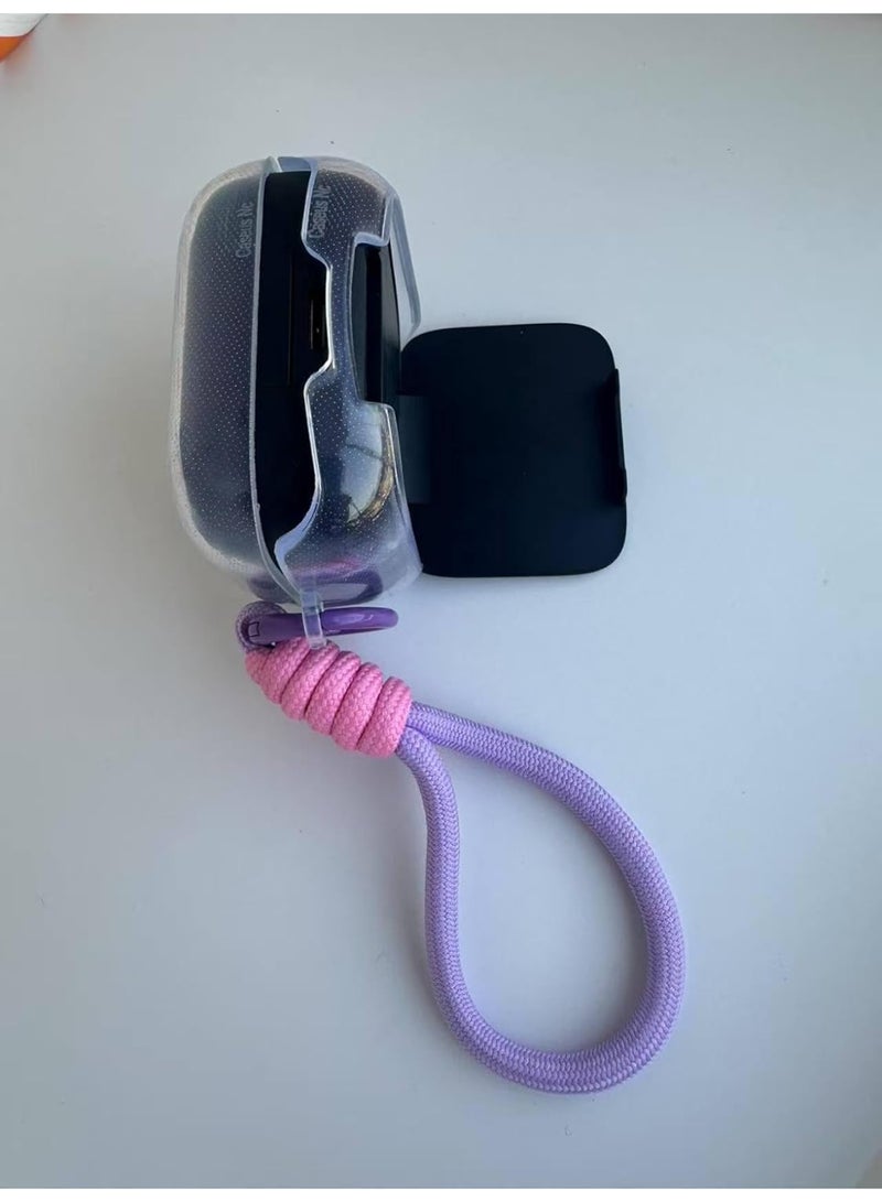 Silicone Protective Case for Anker Soundcore R50i NC Clear with Stand and Carabiner, LED Visible (Purple Pink) - Image 2