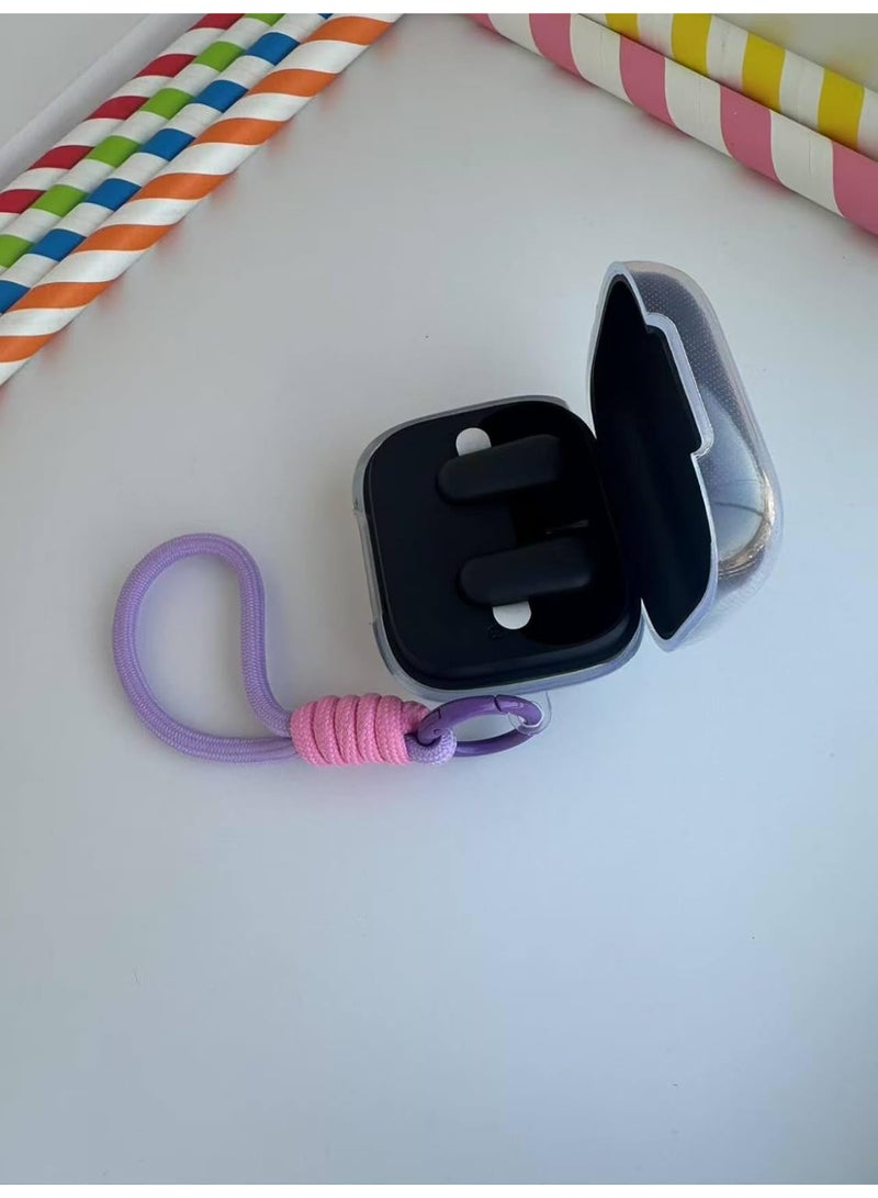 Silicone Protective Case for Anker Soundcore R50i NC Clear with Stand and Carabiner, LED Visible (Purple Pink) - Image 3