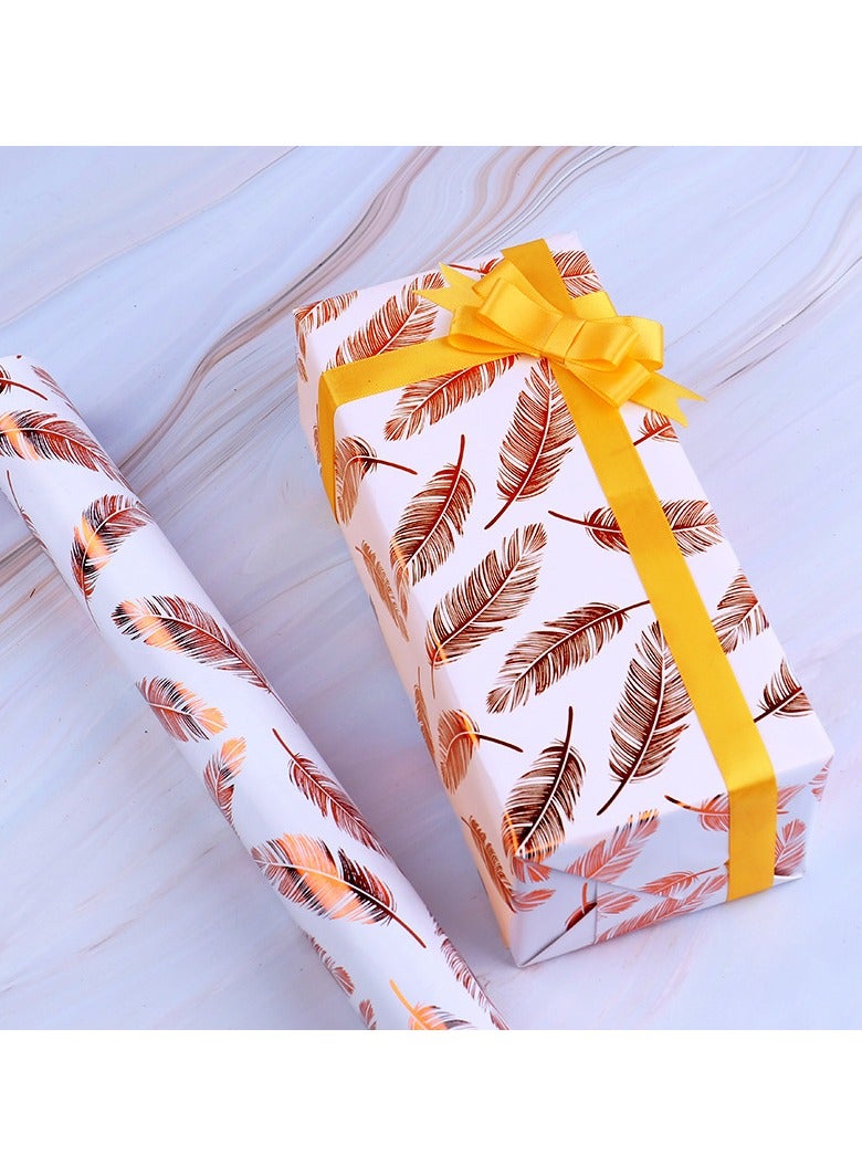 Generic Set of 5pcs 50 x 70cm Rose Gold Feather Wrapping Paper for Birthdays, Weddings, Anniversaries  - Image 1