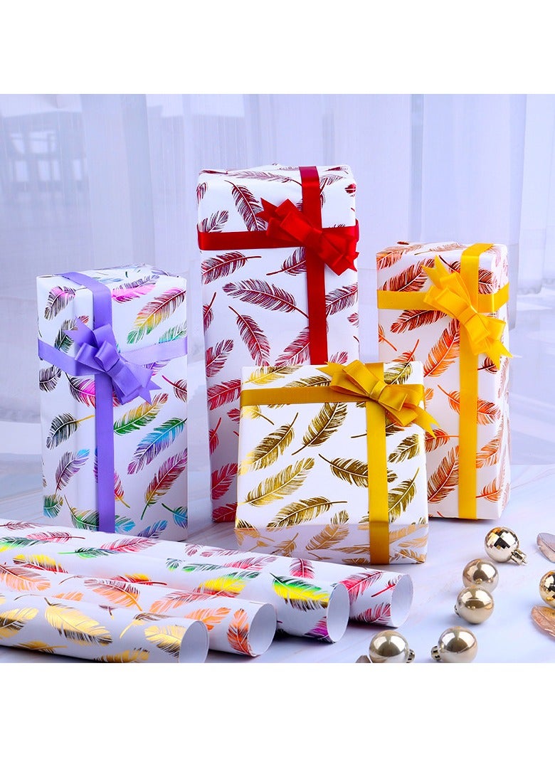 Generic Set of 5pcs 50 x 70cm Rose Gold Feather Wrapping Paper for Birthdays, Weddings, Anniversaries  - Image 2