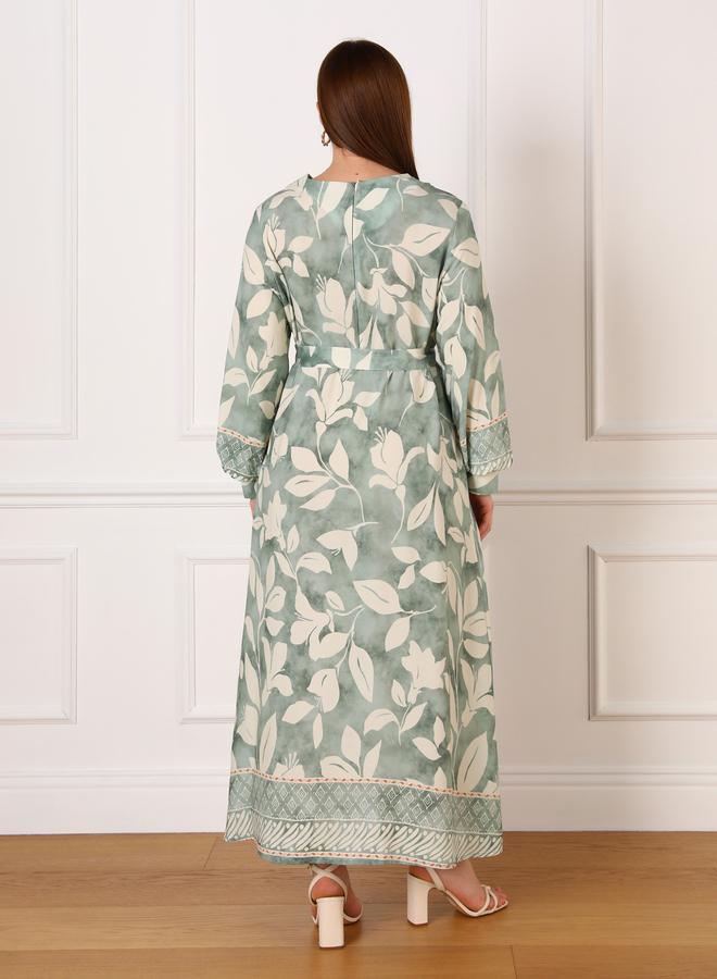 Alia Plus Green Maxi Dress with All Over Print - Image 5