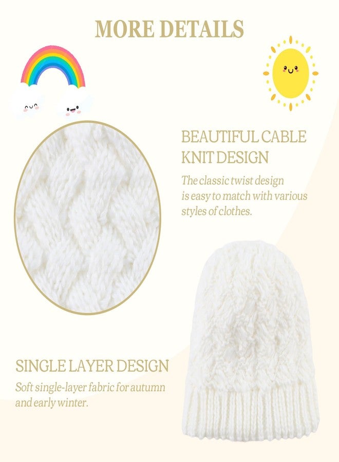 Pesaat Knit Toddler Girl Winter Hat Autumn Baby Boy Beanie Twist Infant Beanies Kids Hats with Pompom (S, White) - Image 4