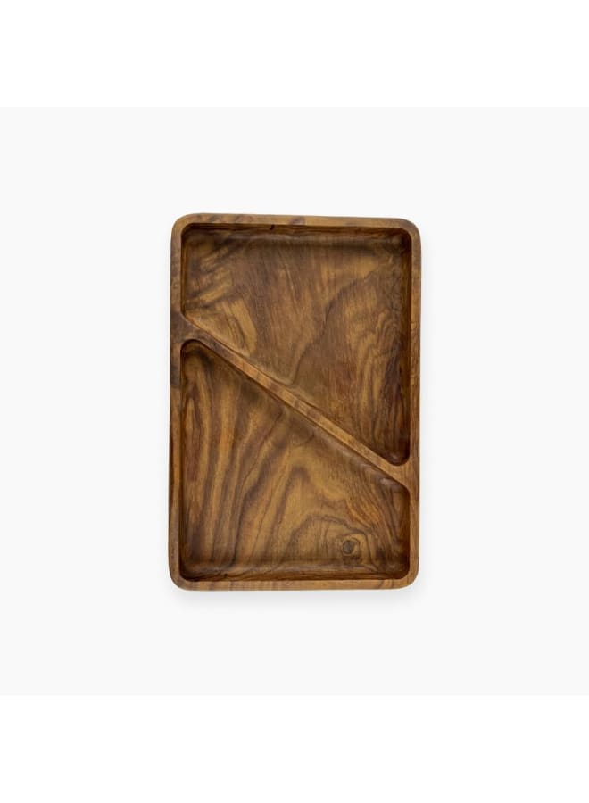 Wooden Divided Serving Plate, 30 Cm X 20 Cm Size