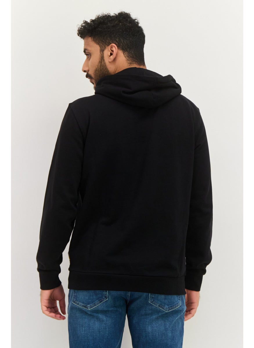 Gazzarrini Men Hooded Brand Logo Long Sleeves Sweatshirt, Black  - Image 3