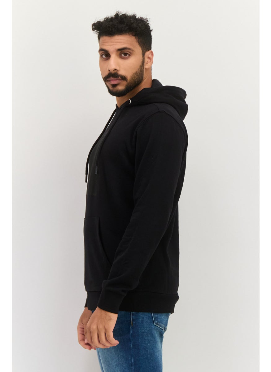Gazzarrini Men Hooded Brand Logo Long Sleeves Sweatshirt, Black  - Image 4