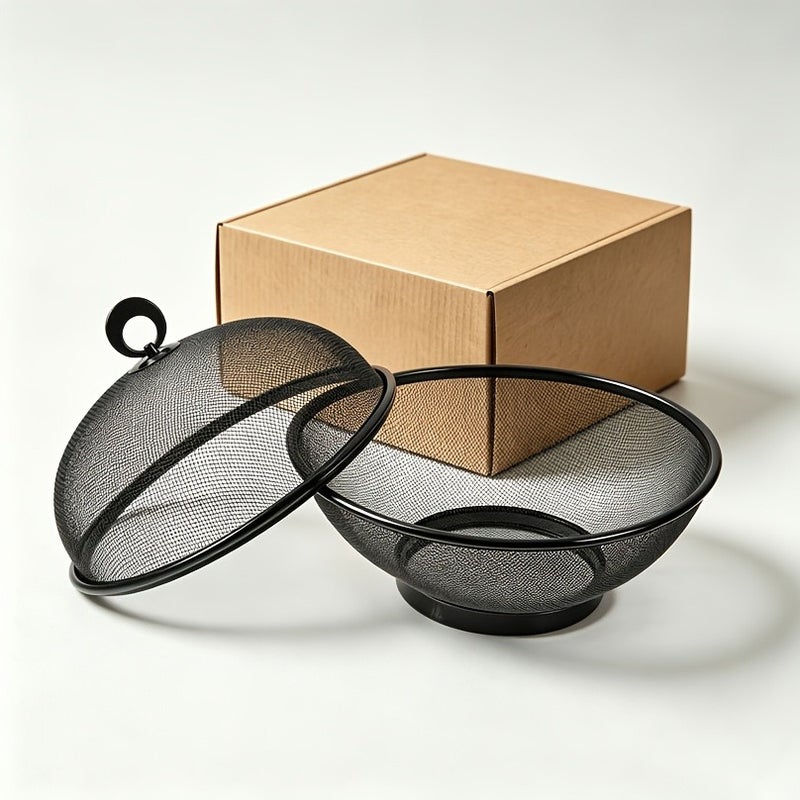 Metal Wire Fruit Basket with Lid Fruit Bowl Vegetable Storage Holder Fruit Display Stand Keep Flies Out Kitchen Counter Organizer 1 Baskets 1 Lids - Image 1