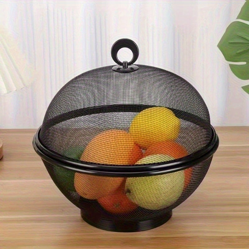 Metal Wire Fruit Basket with Lid Fruit Bowl Vegetable Storage Holder Fruit Display Stand Keep Flies Out Kitchen Counter Organizer 1 Baskets 1 Lids - Image 5