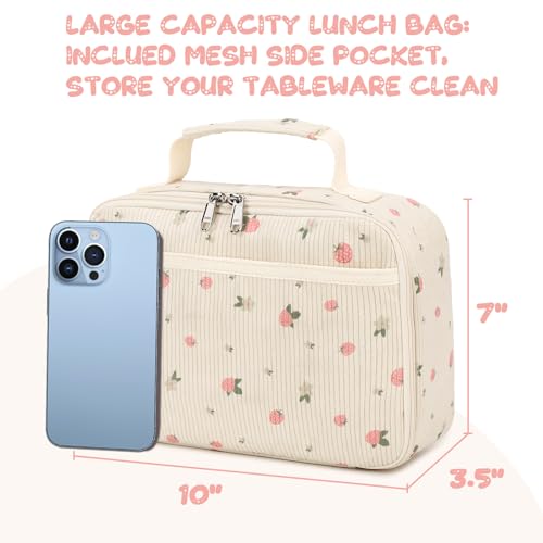 BTOOP Lunch Bags for Kids Girls Insulated Lunch Boxes Corduroy Cooler Toddler Lunch Tote Bag Thermo Picnic Bag for School Children - Image 2