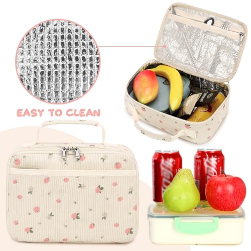 BTOOP Lunch Bags for Kids Girls Insulated Lunch Boxes Corduroy Cooler Toddler Lunch Tote Bag Thermo Picnic Bag for School Children - Image 3