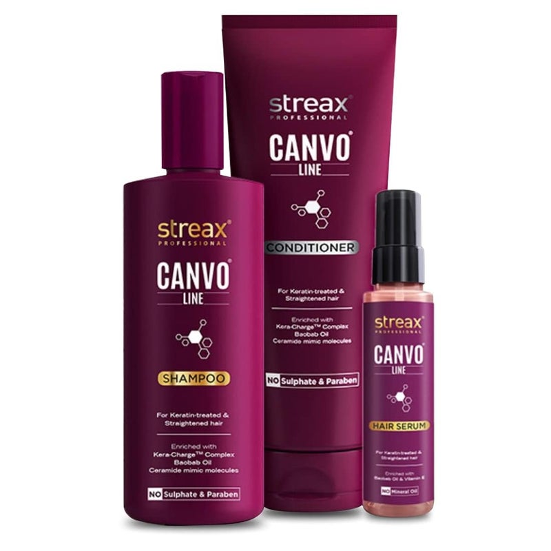 Streax Pro Canvo Line Shampoo, Conditioner & Serum For Straightened Hair - Image 5