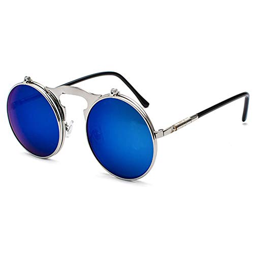 Visions India Unisex UV 400 Protected Retro Vintage Round Sunglasses (Blue) - Image 1
