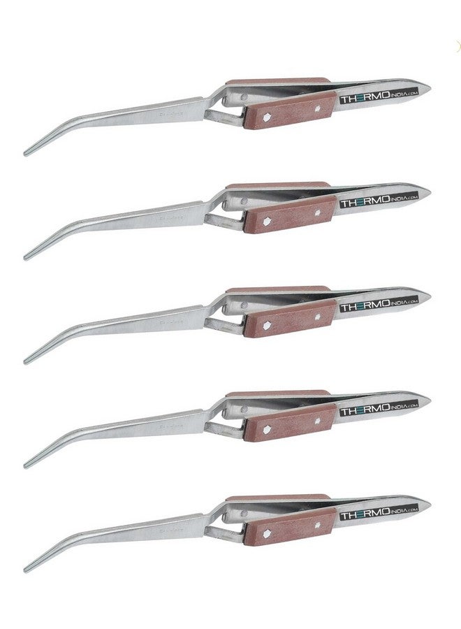 Thermo Diagonal Cross Locking Stainless Steel Tweezer with Fiber Handle/Self Closing Tweezer (5 Pieces) - Image 1