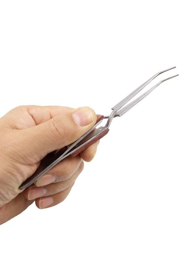 Thermo Diagonal Cross Locking Stainless Steel Tweezer with Fiber Handle/Self Closing Tweezer (5 Pieces) - Image 2