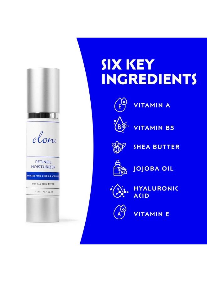 Elon Retinol Moisturizer Retinol Cream For Face W/Hyaluronic Acid Moisturizer Organic Moisturizer W/Vitamin A To Reduce Fine Lines & Anti Aging Moisturizer Suitable For All Skin Types (1.7 Oz)  - Image 3